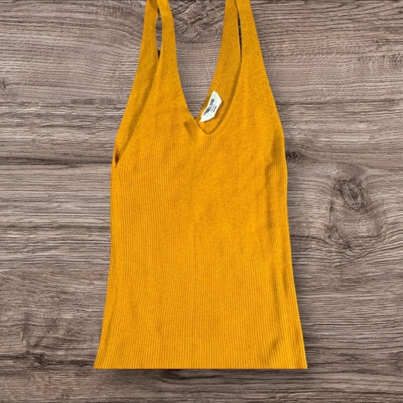 Double Zero Small Chic Mustard Women’s Ribbed Tank Top - Picture 1 of 3